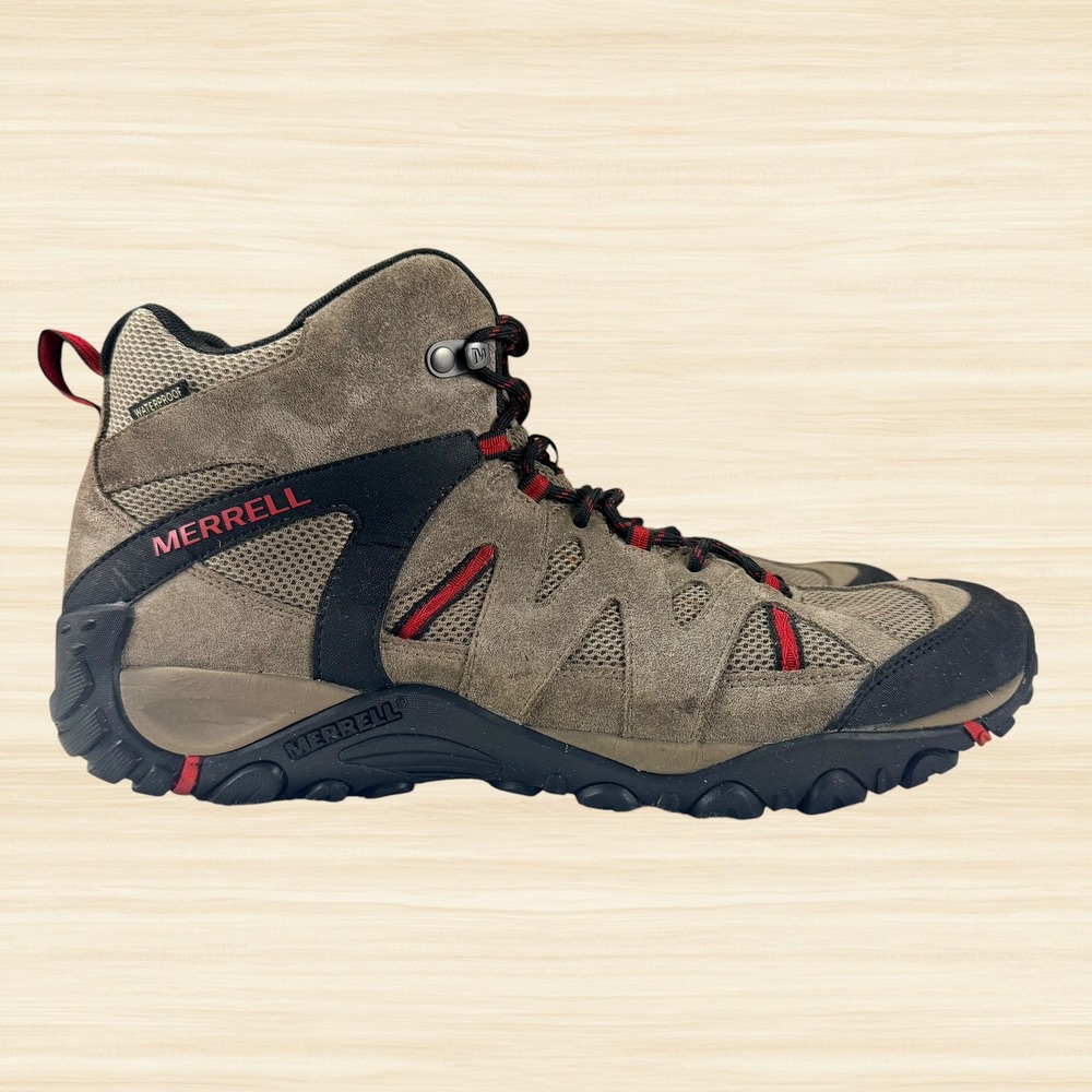 Merrell Deverta 2 Mid Vent Waterproof Hiking Boots Brown Red Mens 14 J035433